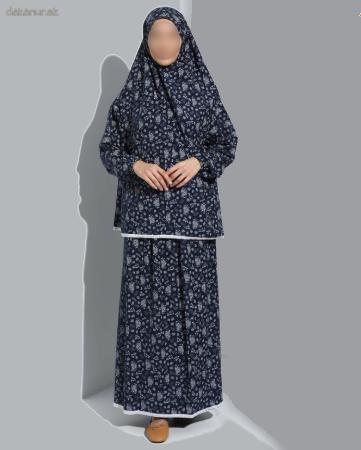 Modlitebný bavlnený set - chimár+sukňa, modrotlač