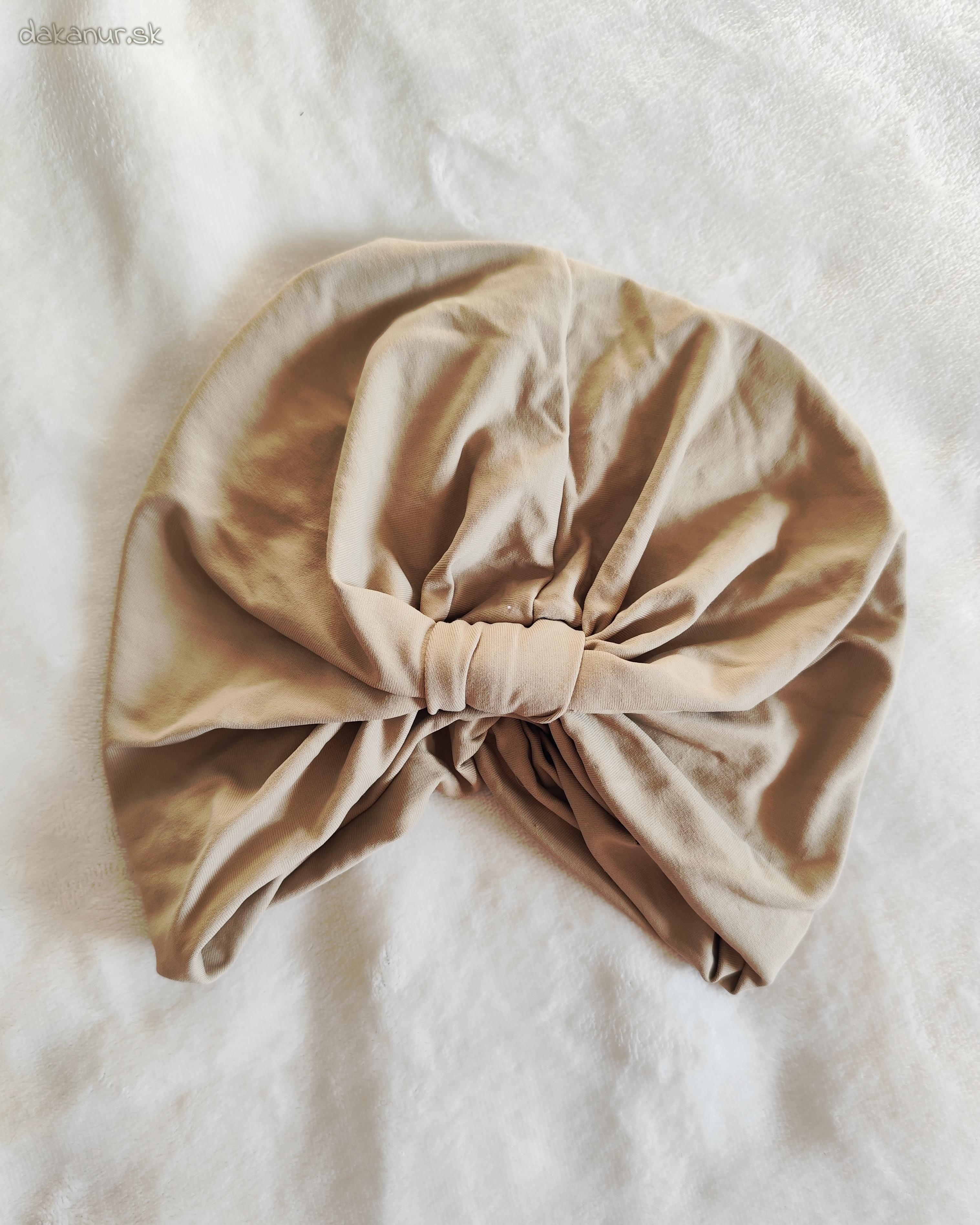 Béžový elastický jednoduchý turban