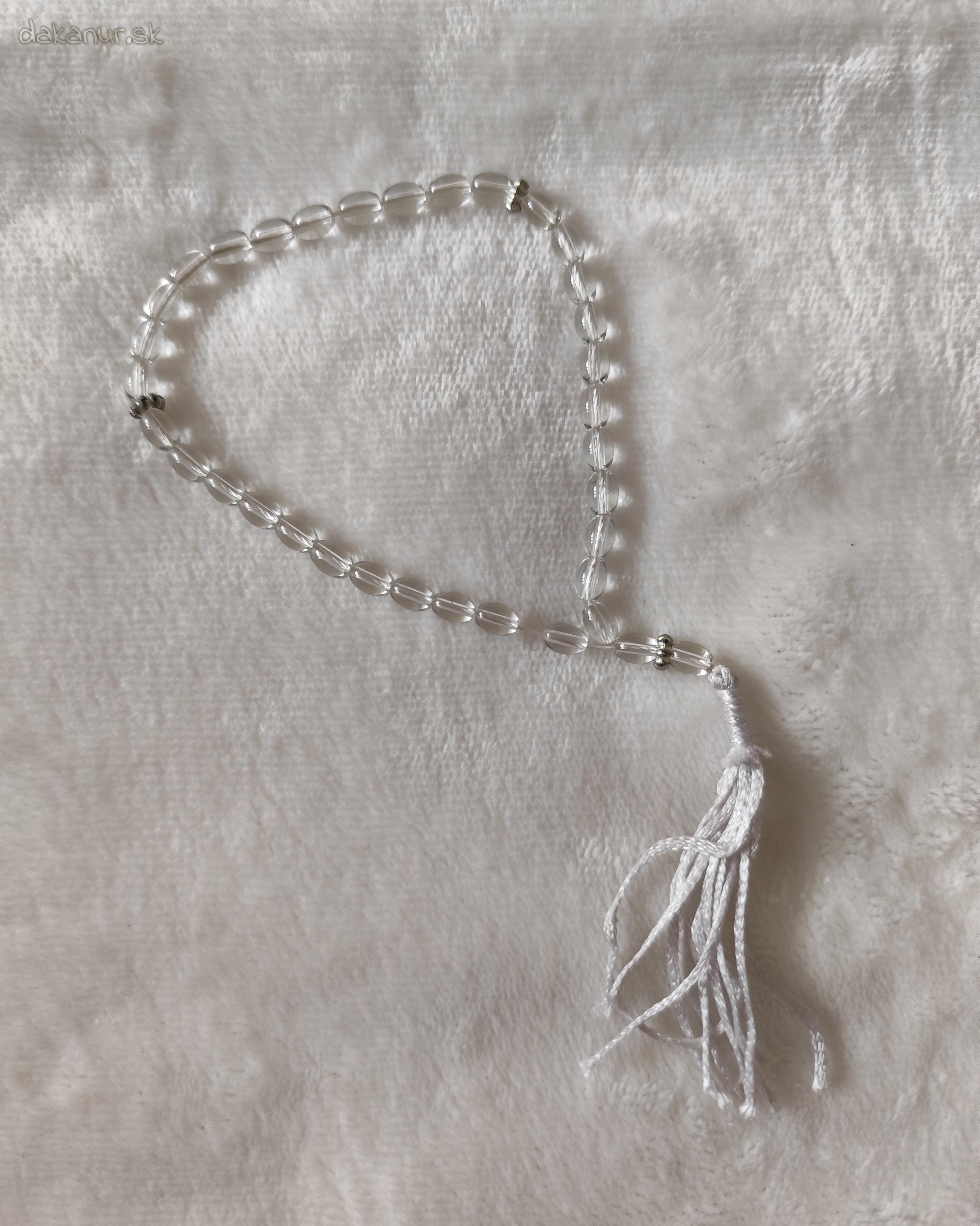 Základný priehľadný voľný tasbih 33 korálkový