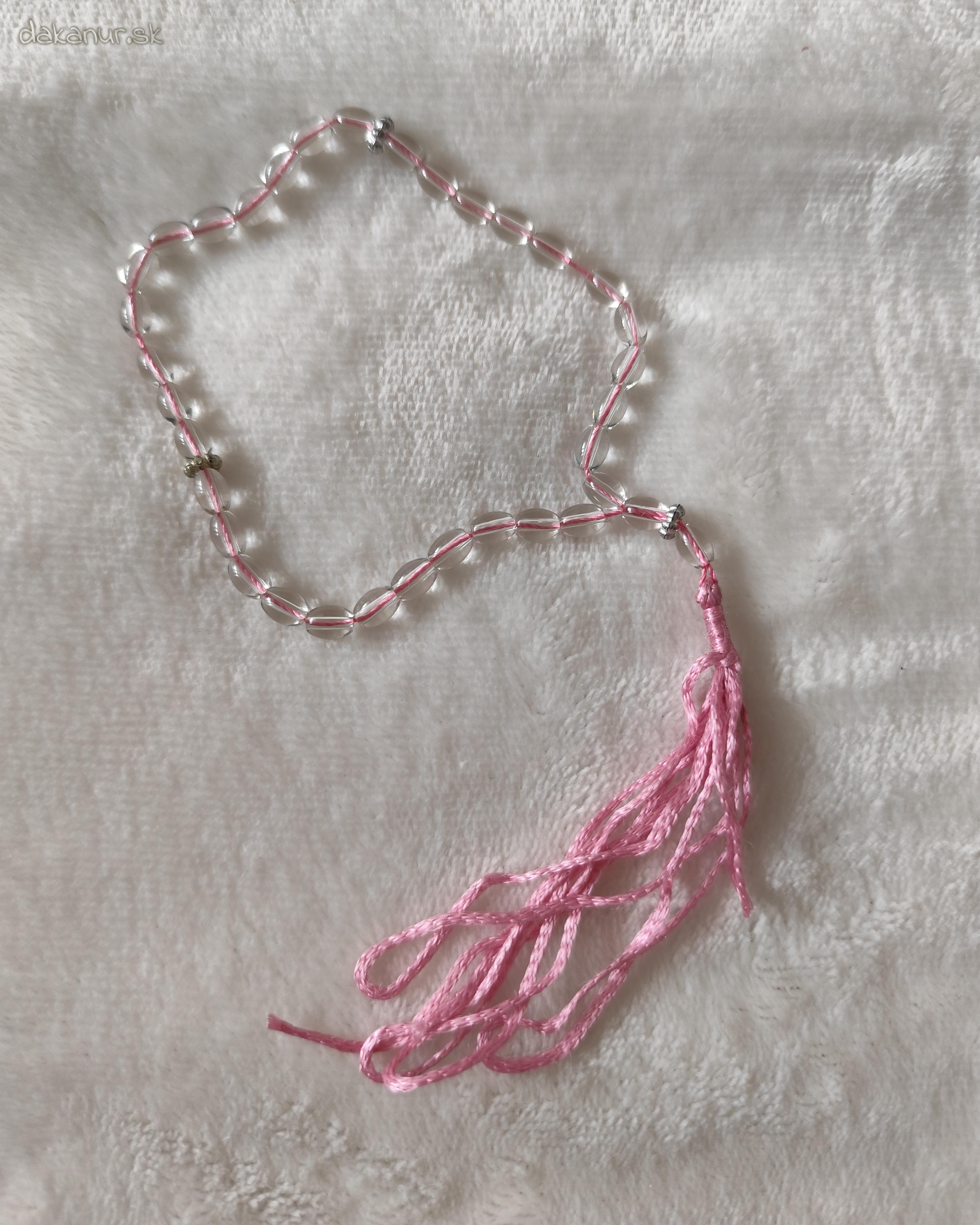 Základný ružový voľný tasbih 33 korálkový