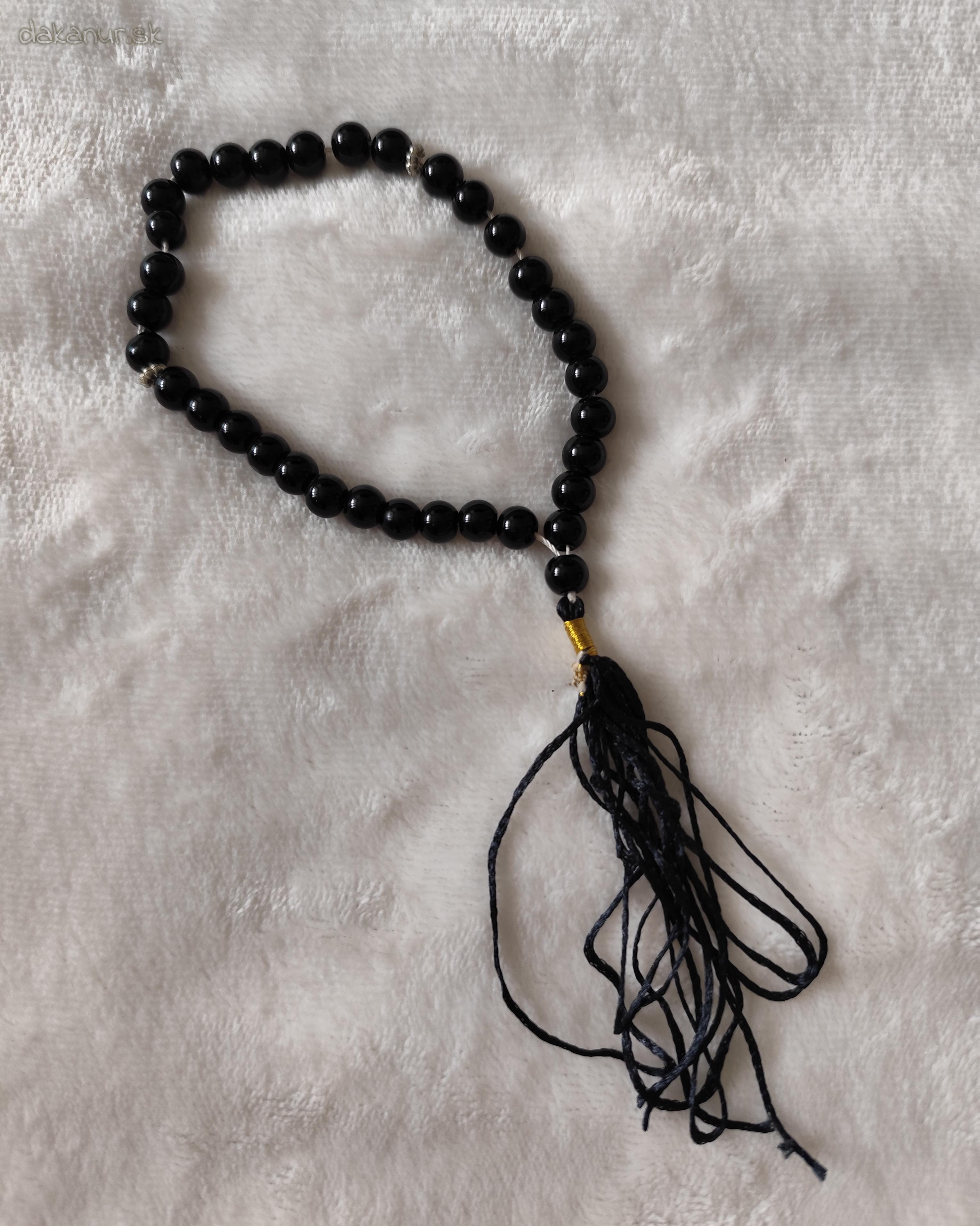 Základný čierny voľný tasbih 33 korálkový