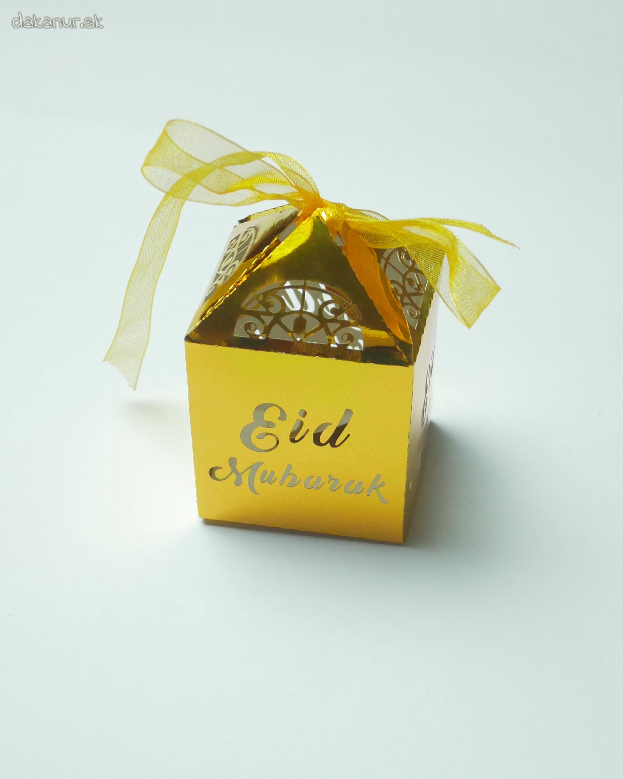 Zlatá darčeková škatuľka Eid Mubarak