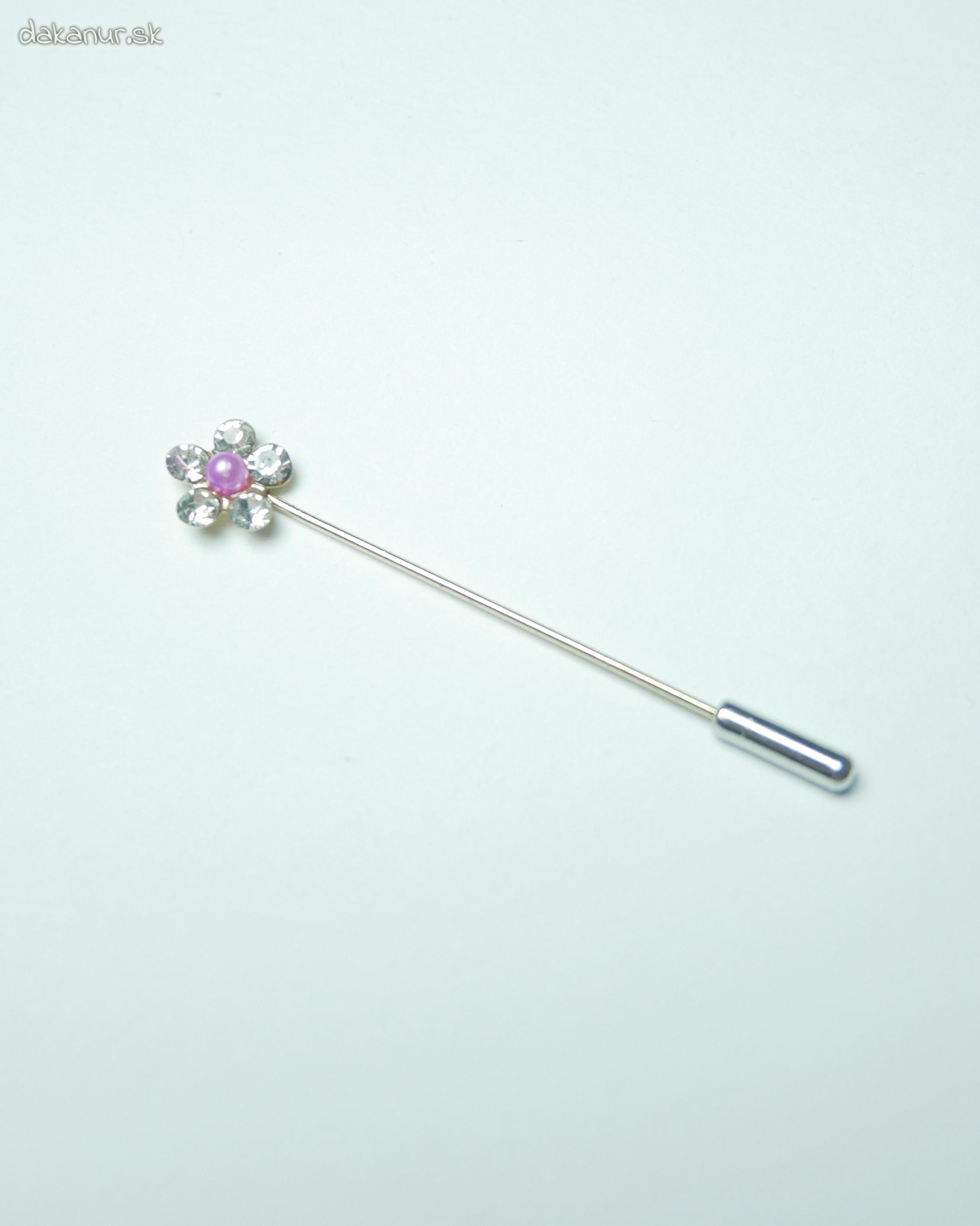Špendlík strieborný kvet s svetloružovou perličkou