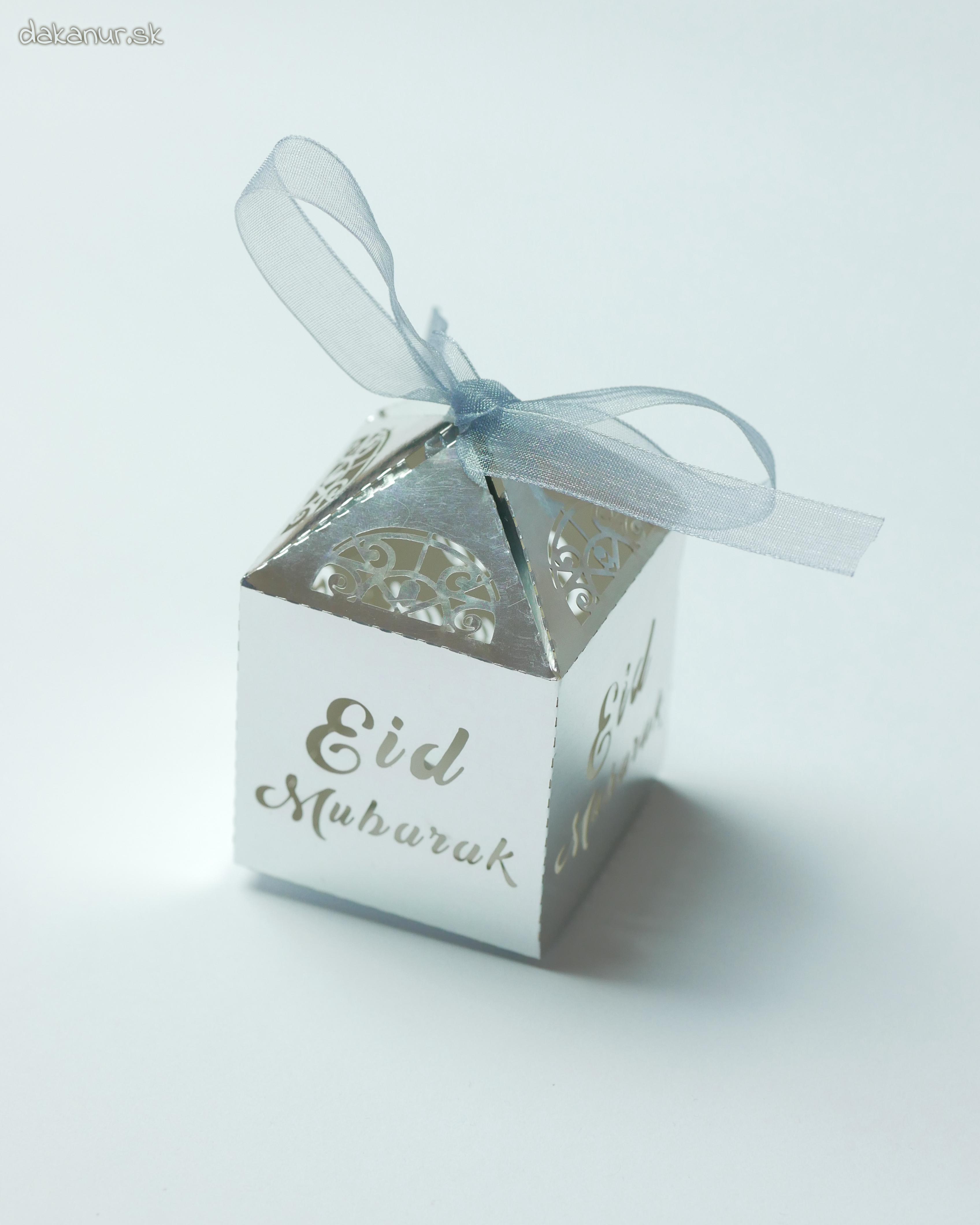 Strieborná darčeková škatuľka Eid Mubarak
